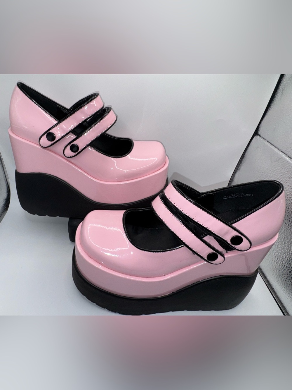 Demonia VOID-37 Pink Patent Double Strap Platform Mary Jane women 8/EU38 - Picture 16 of 16